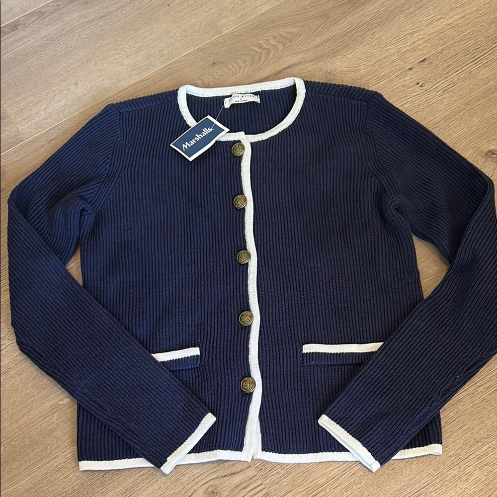 Moon River Navy Blue Women's Sweater